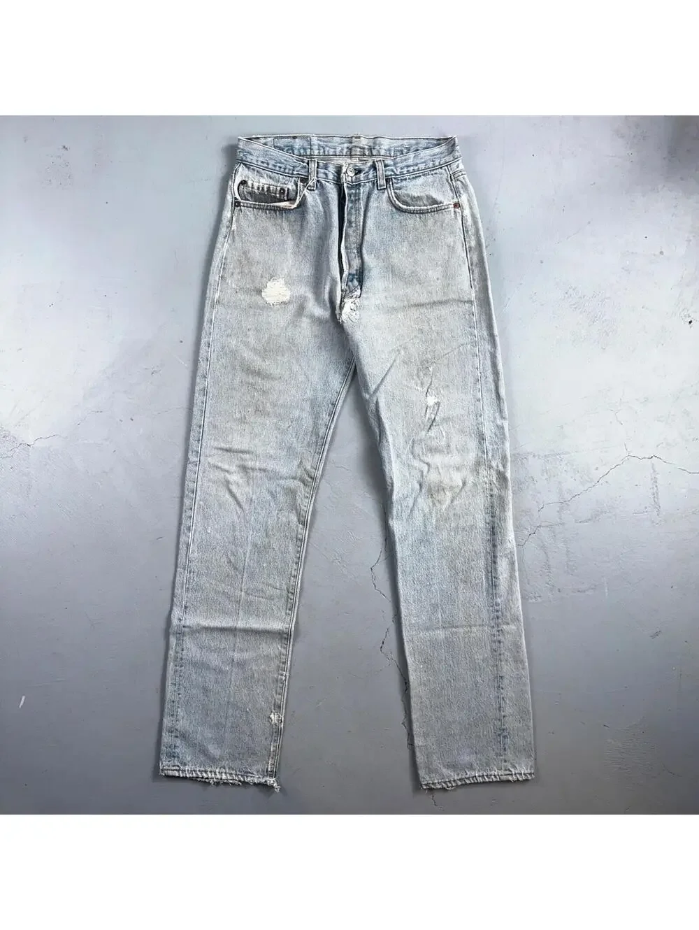 Levis 501 Vintage 80s USA XX Straight Leg Jeans Blue Light Wash 34x36 Act 31x34